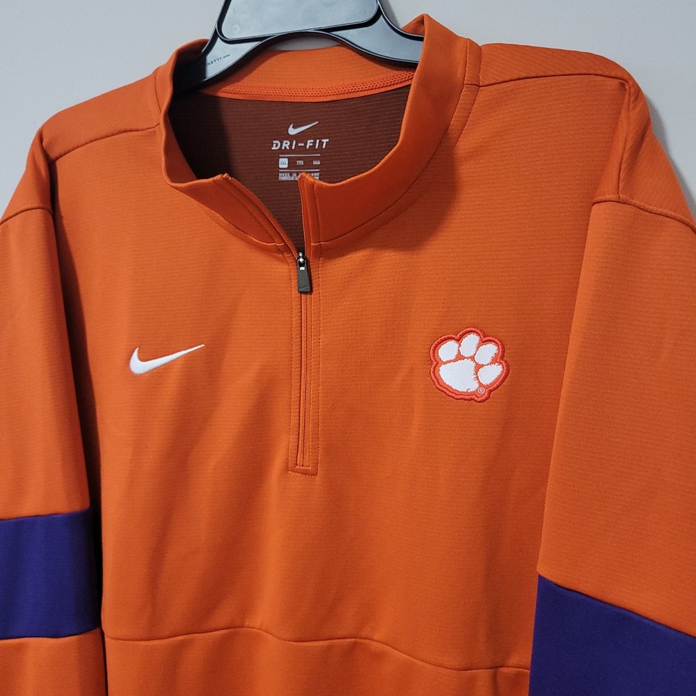 Nike Clemson Tigers 1/4 Zip Pullover Mens XXL Orange Dri-FIT College Football